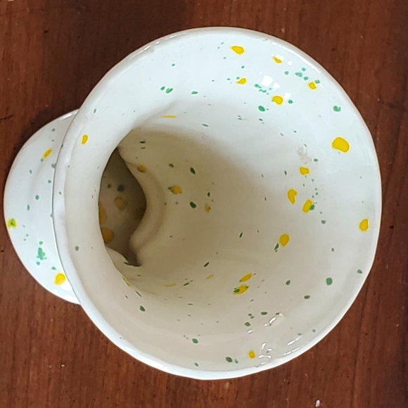 Vintage Off White Haeger Pottery Vase Dove Love Birds Fluted MCM Speckled 1975 - Picture 3 of 8